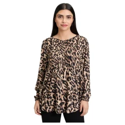 Betty Barclay Bluser & Skjorter*Dyr Print Plisseret Bluse Beige