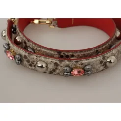 Dolce & Gabbana Tilbehør Til Tasker*Eksotisk Læder Studded Rem Beige