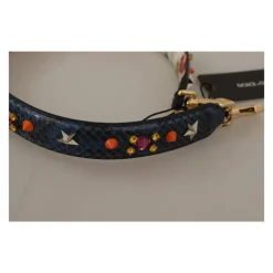 Dolce & Gabbana Tilbehør Til Tasker*Eksotisk Læder Krystal Skulderrem Blå