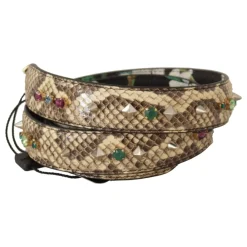 Dolce & Gabbana Tilbehør Til Tasker*Eksotisk Læder Krystaller Vendbar Strop Beige