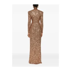 Elisabetta Franchi Kjoler*Elegant Blomstret Kjole Brun