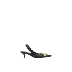 Balenciaga Pumps*Elegant Læder Slingback Kitten Heel Pumps Sort