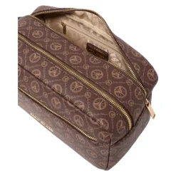 Carlo Colucci Toilettasker*Elegant Logo Print Kosmetikpose Brun