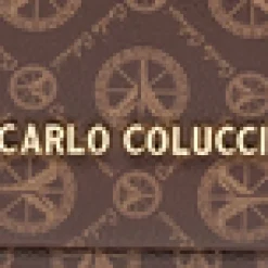 Carlo Colucci Toilettasker*Elegant Logo Print Kosmetikpose Brun