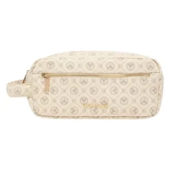 Carlo Colucci Toilettasker*Elegant Logo Print Kosmetikpose Beige