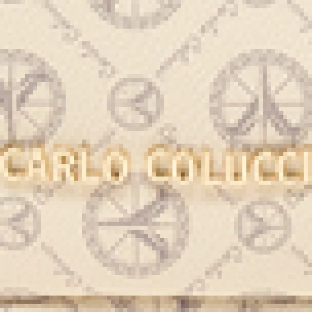 Carlo Colucci Toilettasker*Elegant Logo Print Kosmetikpose Beige