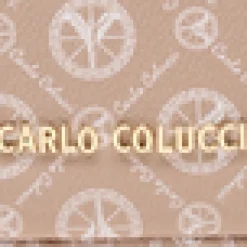 Carlo Colucci Toilettasker*Elegant Logo Print Kosmetikpose Beige