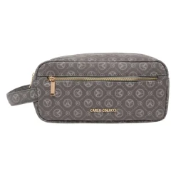 Carlo Colucci Toilettasker*Elegant Logo Print Kosmetikpose Grå