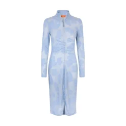 Stine Goya Kjoler*Elegant Ruched Turtleneck Kjole med Lynlås Multifarvet