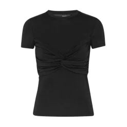 ROTATE Birger Christensen T-Shirts*Elegant Twisted T-Shirt Sort