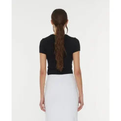 ROTATE Birger Christensen T-Shirts*Elegant Twisted T-Shirt Sort