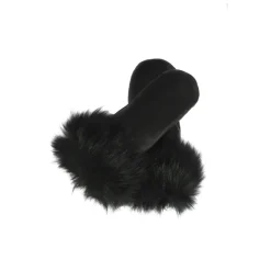 Kazar Handsker*Elegante damehandsker i læder med finish af syntetisk pels Sort