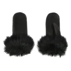 Kazar Handsker*Elegante damehandsker i læder med finish af syntetisk pels Sort