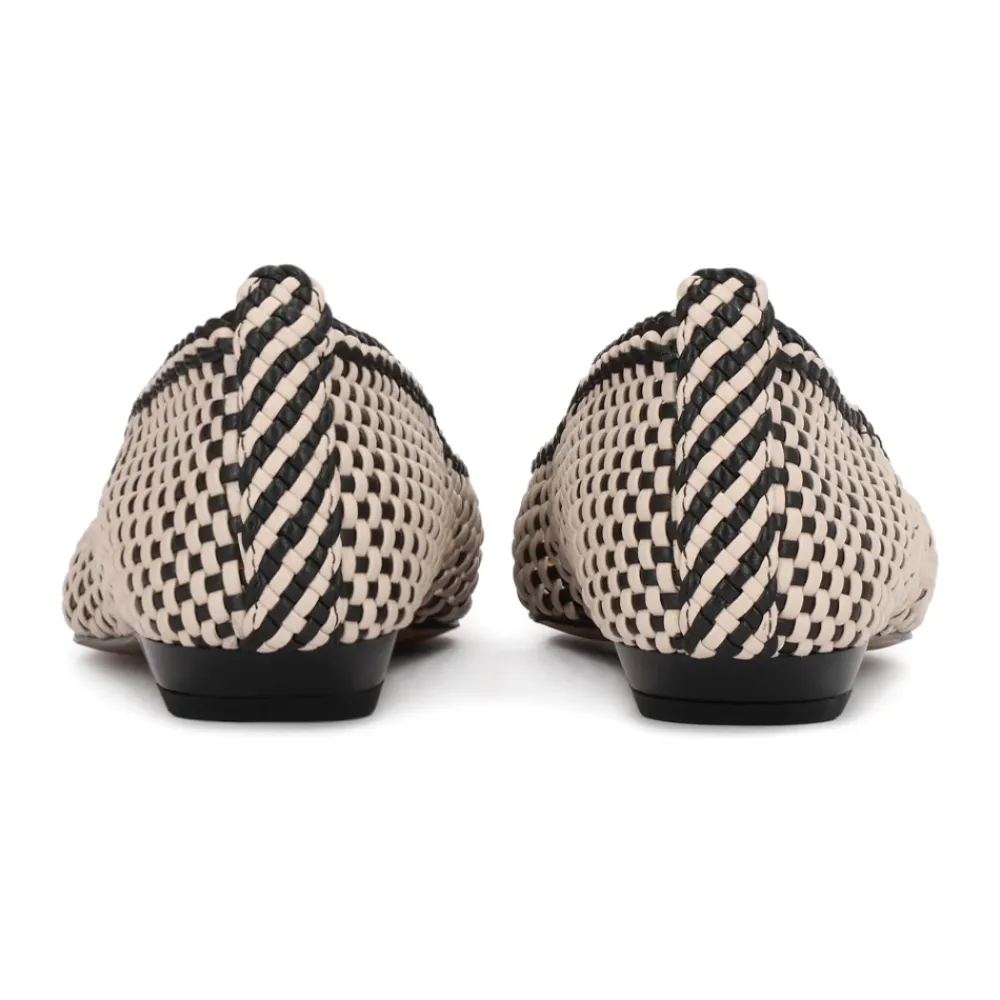 Kazar Ballerina Sko*Elegante Flettede Læderpumps Beige