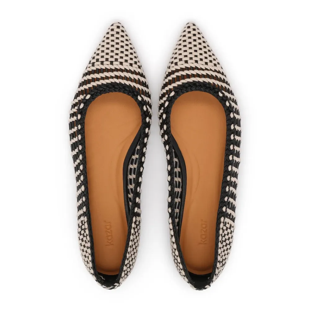 Kazar Ballerina Sko*Elegante Flettede Læderpumps Beige