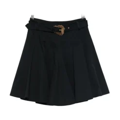 Versace Jeans Couture Nederdele*Embellished Buckle Belt Plisseret Nederdel Sort