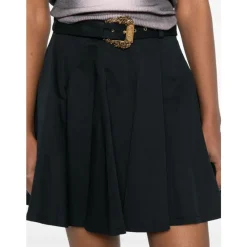 Versace Jeans Couture Nederdele*Embellished Buckle Belt Plisseret Nederdel Sort