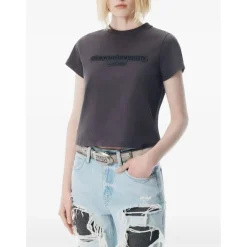 Alexander Wang T-Shirts*Embellished Logo T-Shirt Sort