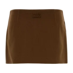 Miu Miu Nederdele*Embellished Mini Skirt Brun