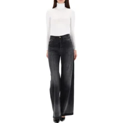 Lois Jeans*Embellished Wide-Leg Denim Jeans Sort
