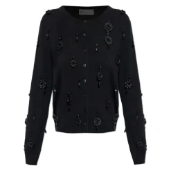 Tory Burch Striktrøjer & Sweatere*Embellished Wool Cardigan Sort