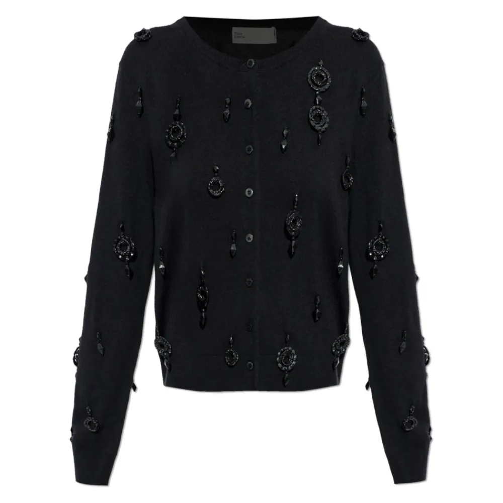 Tory Burch Striktrøjer & Sweatere*Embellished Wool Cardigan Sort