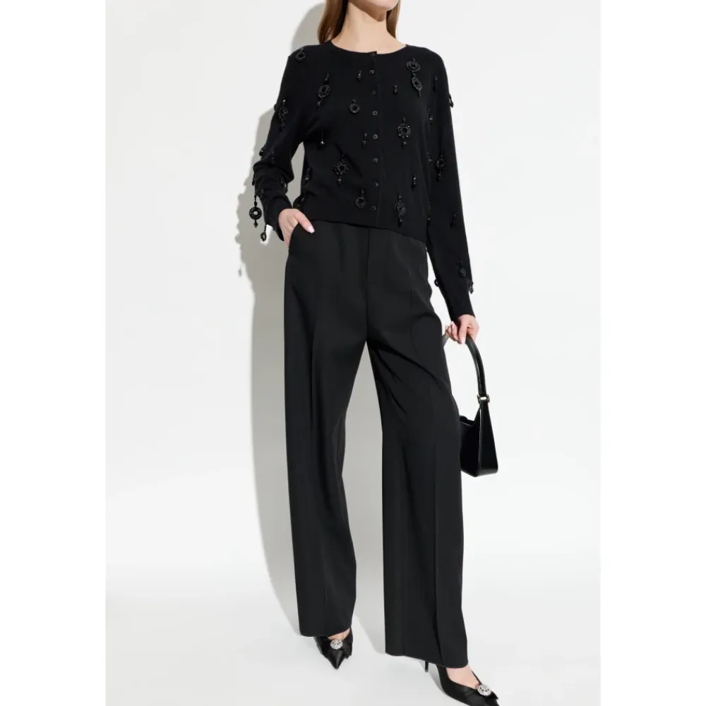 Tory Burch Striktrøjer & Sweatere*Embellished Wool Cardigan Sort