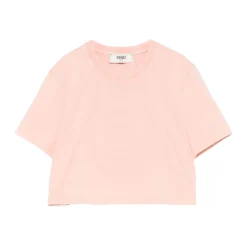 Fendi T-Shirts*Embossed FF Logo Cropped T-Shirt Pink