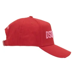 Dsquared2 Huer & Kasketter*Embossed Logo Baseball Cap Fibbia Rød