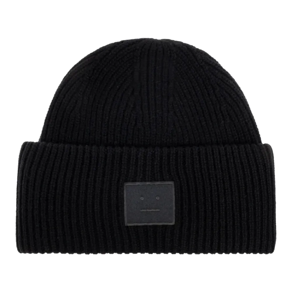 Acne Studios Huer & Kasketter*Face Logo Beanie Sort