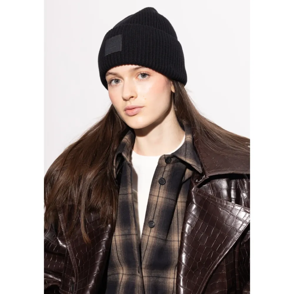 Acne Studios Huer & Kasketter*Face Logo Beanie Sort