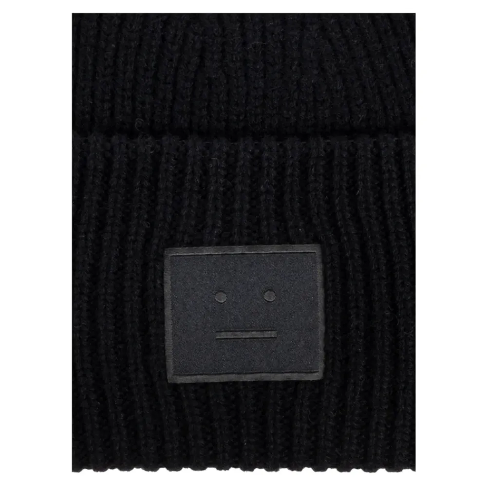 Acne Studios Huer & Kasketter*Face Logo Beanie Sort