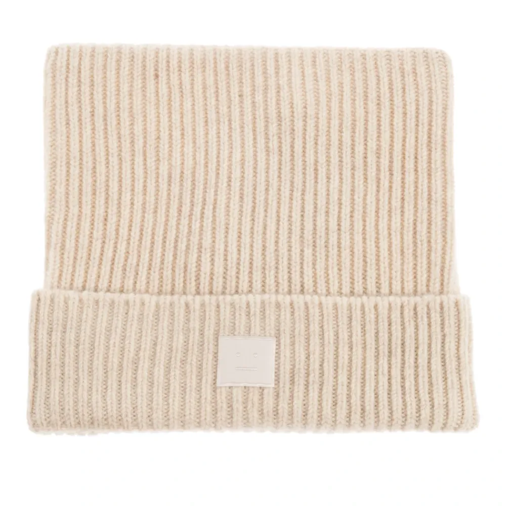 Acne Studios Huer & Kasketter*Face Logo Square Beanie Beige