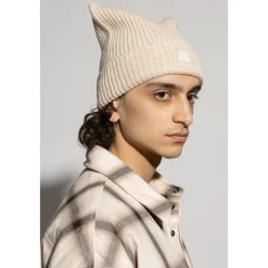 Acne Studios Huer & Kasketter*Face Logo Square Beanie Beige
