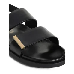 Tod's Sandaler*Flad Dobbelt Rem Sandal Sort