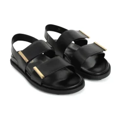 Tod's Sandaler*Flad Dobbelt Rem Sandal Sort