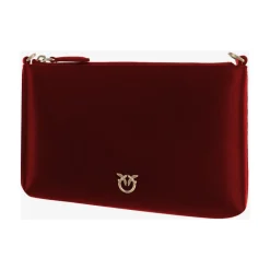 PINKO Clutch*Flad læder clutch med Love Birds-logo Rød