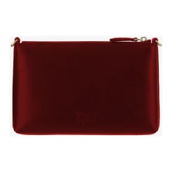PINKO Clutch*Flad læder clutch med Love Birds-logo Rød