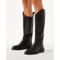 Kazar Støvler*Flad læder støvler med slip-on design Sort