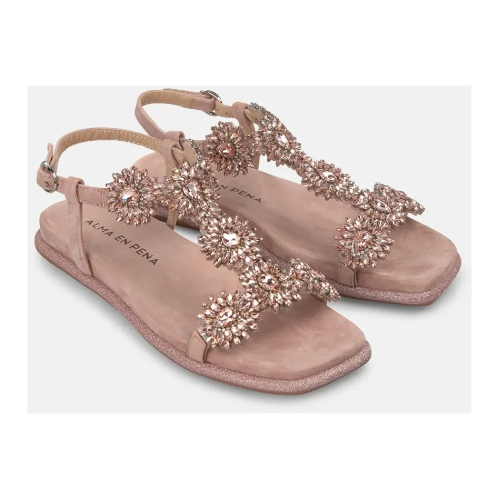 ALMA EN PENA Sandaler*Flad sandal med rhinsten Pink