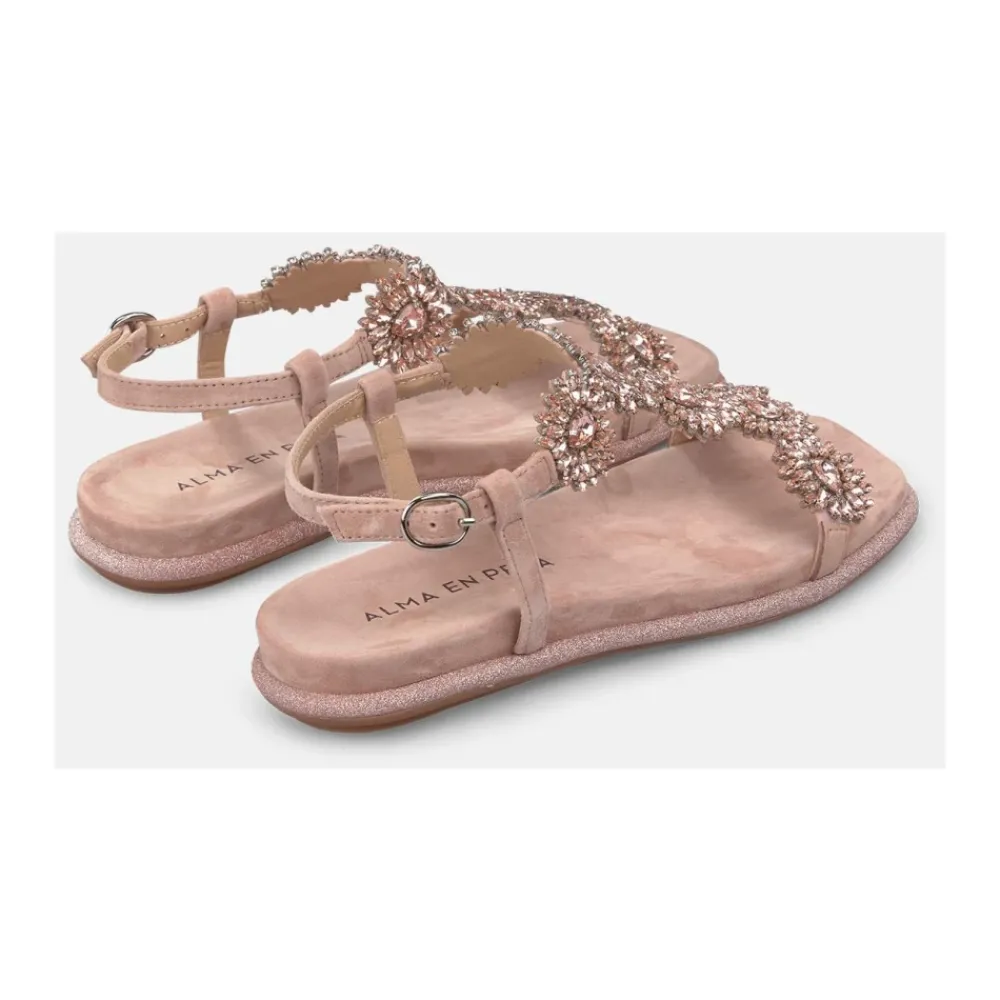 ALMA EN PENA Sandaler*Flad sandal med rhinsten Pink