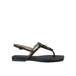 ALMA EN PENA Sandaler*Flad tåsandal med rhinsten Sort