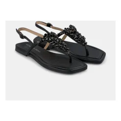 ALMA EN PENA Sandaler*Flad tåsandal med rhinsten Sort