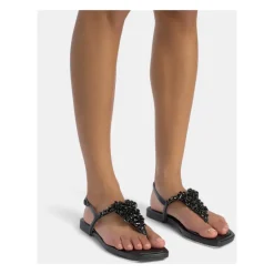 ALMA EN PENA Sandaler*Flad tåsandal med rhinsten Sort