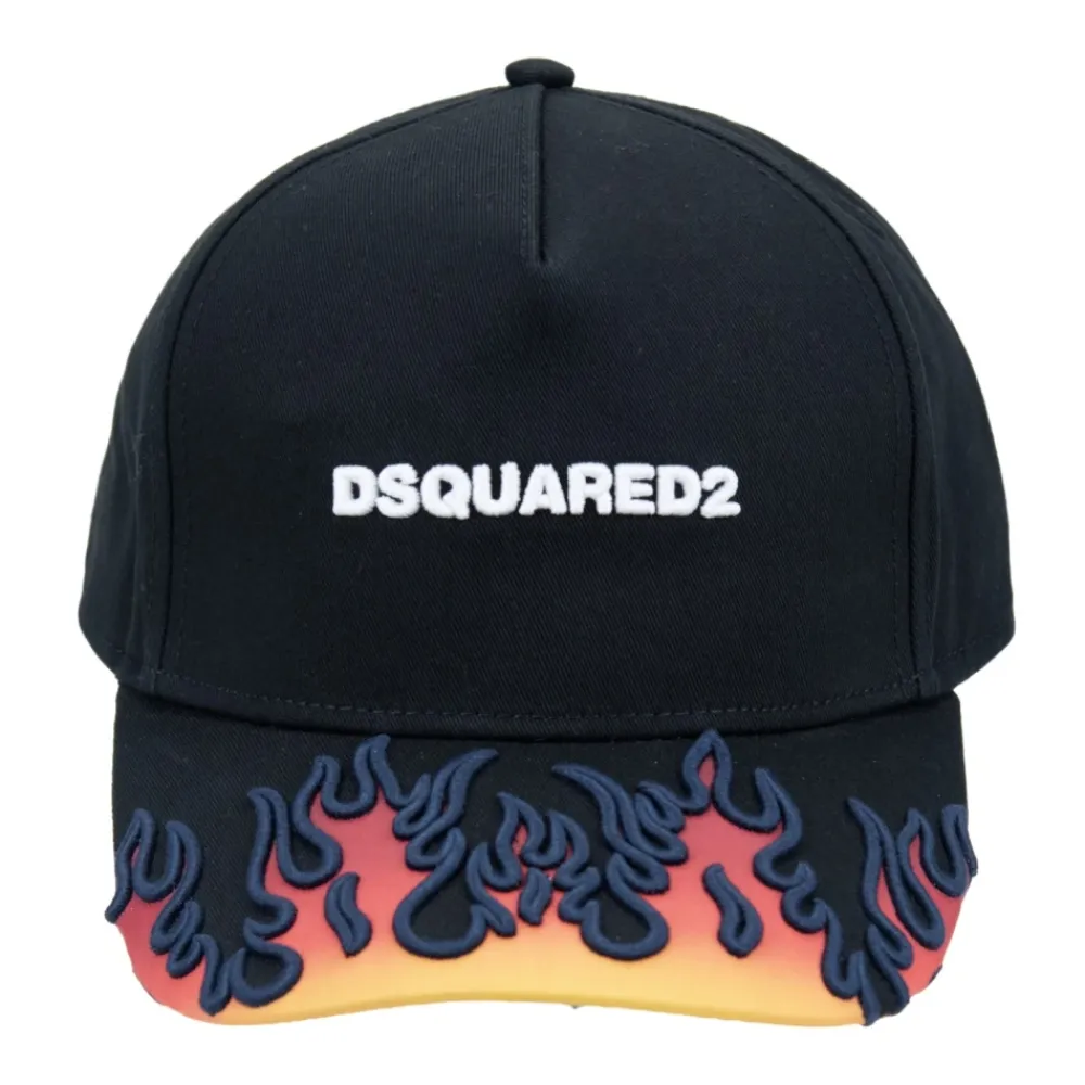 Dsquared2 Huer & Kasketter*Flamme Detalje Bomuld Baseball Kasket Sort