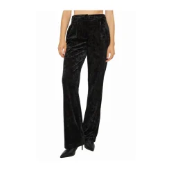 Patrizia Pepe Bukser*Flared Velvet Trousers Sort