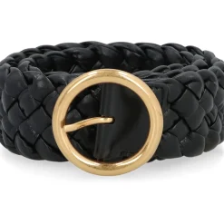 Bottega Veneta Bælter*Flettet Læderbælte Guldspænde Sort
