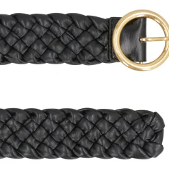 Bottega Veneta Bælter*Flettet Læderbælte Guldspænde Sort