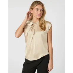 Neo Noir Bluser & Skjorter*Fleur Drapy Satin Bluse Beige