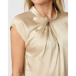 Neo Noir Bluser & Skjorter*Fleur Drapy Satin Bluse Beige